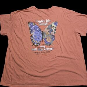 Simply Southern Peach Tee with Butterfly Design